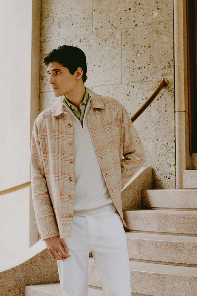 A male model shows Mauriyzio Baldessari 2025 fashion